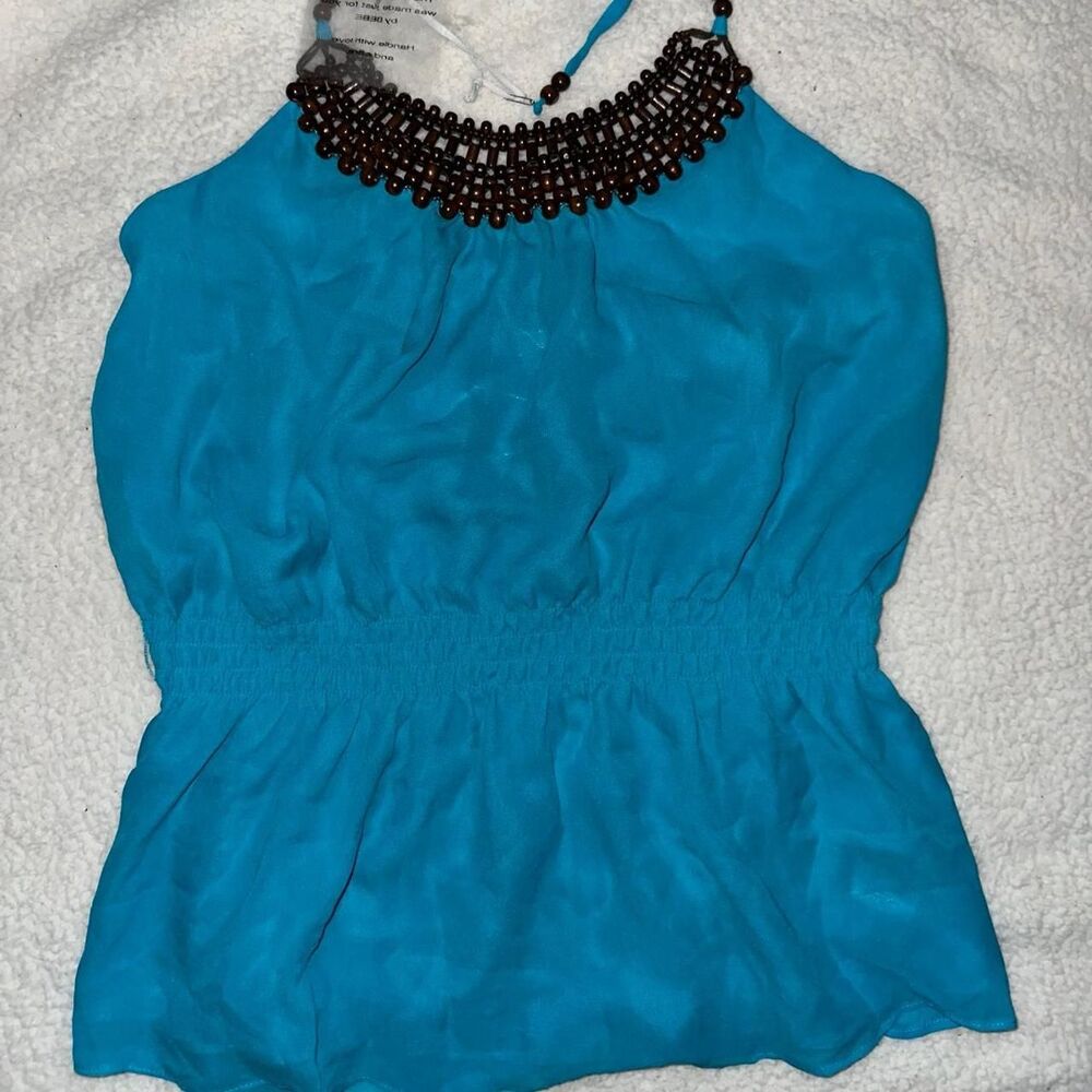 Y2K Bebe Women's Blue Beaded Halter